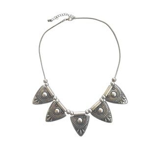 Silver Tone Tribal Boho Statement Necklace